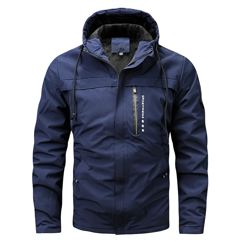 Herrjacka – Regular Fit – Vind- och Vattenavvisande – Fleecefodrad Huva – Dragkedjefickor
