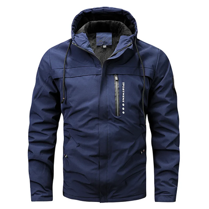 Herrjacka – Regular Fit – Vind- och Vattenavvisande – Fleecefodrad Huva – Dragkedjefickor