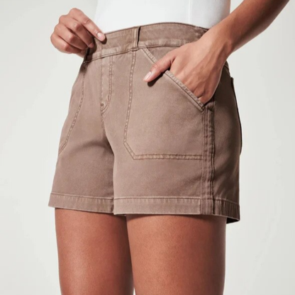 Damshorts - Bomull - Midjelång - Lös Passform - Stilren Design