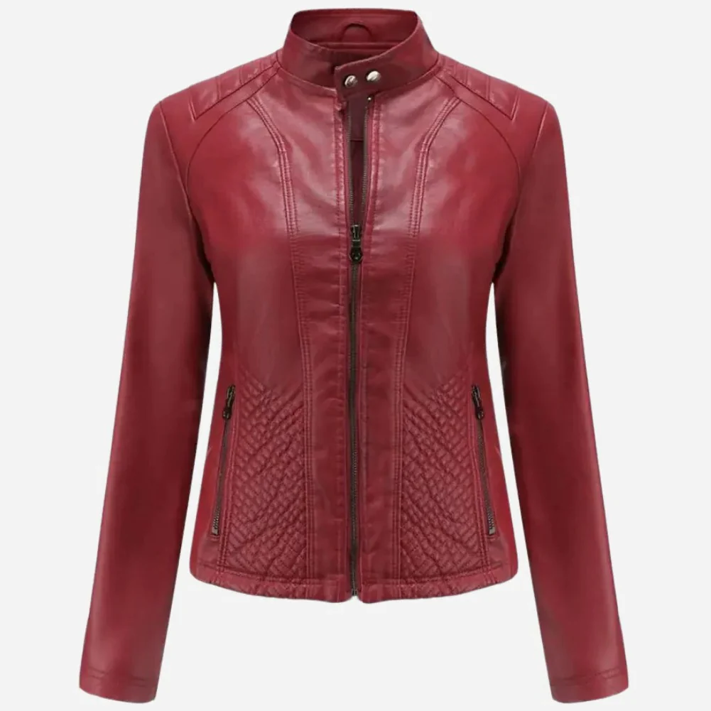 Damjacka – Slim Fit – Skuren i Fuskläder – Quiltade Paneler – Dragkedjestängning