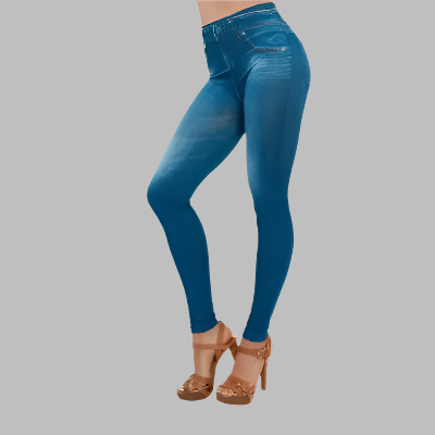 Dam Jeggings - Stretchig Denimlook - Tight Passform - Bekväm Midja - Ankelängd