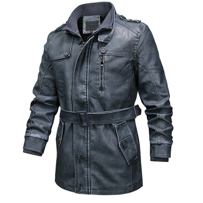 Herr Trenchcoat – Normal Passform – Skinnlook – Asymmetrisk Dragkedja – Bälte i Midjan