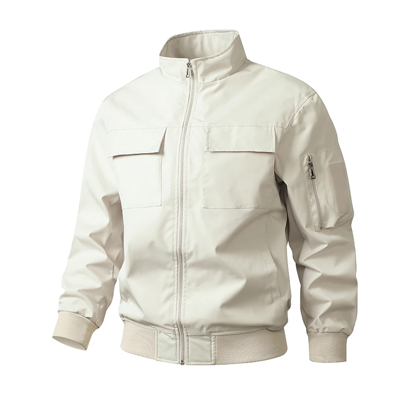 Herr Bomberjacka – Slim Fit – Vindavvisande – Ståkrage – Ribbad Fåll och Muddar