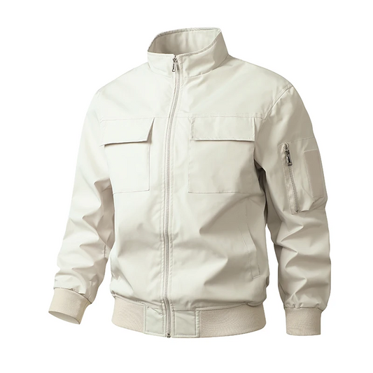 Herr Bomberjacka – Slim Fit – Vindavvisande – Ståkrage – Ribbad Fåll och Muddar