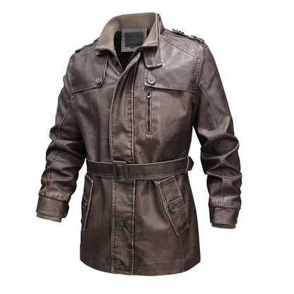 Herr Trenchcoat – Normal Passform – Skinnlook – Asymmetrisk Dragkedja – Bälte i Midjan