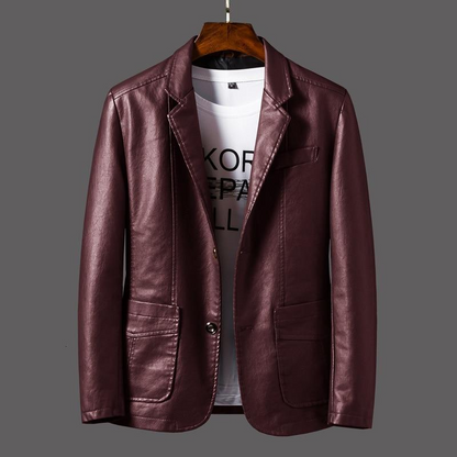 Herrar Blazer – Skräddarsydd Passform – Skinn – Enkelknäppt – Modern Siluett