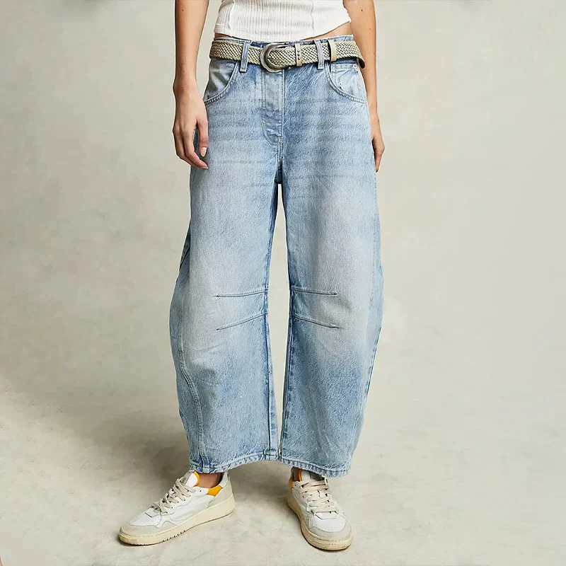 Damjeans – Vid Passform – Denim – Fullängd – Avslappnad Vardaglig Stil