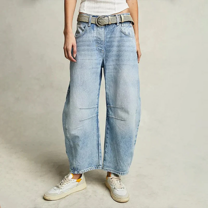 Damjeans – Vid Passform – Denim – Fullängd – Avslappnad Vardaglig Stil