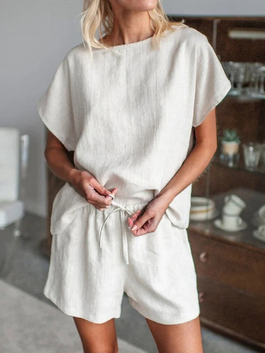 Damset – Avslappnad Passform – Andningsbar Mix – Kortärmad Topp & Resårshorts