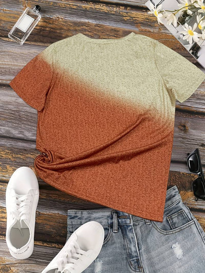 Dam T-shirt - Rundhals - Kortärmad - Fjäril & Hjärtmotiv - Bekväm Vardagströja