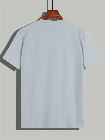 Herr T-shirt - Färgblock Design - Regular Fit - Kortärmad - Rund Hals