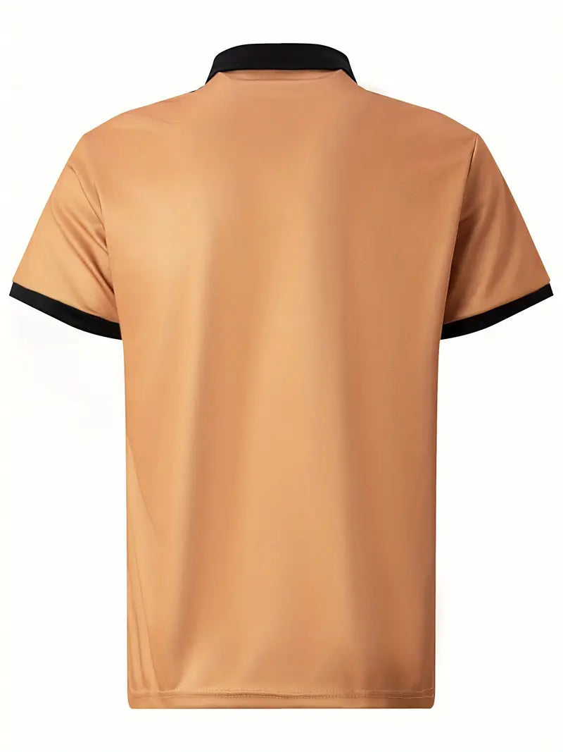 Herr Pikétröja - Slim Fit - Kontrastkrage - Randig - Kortärmad