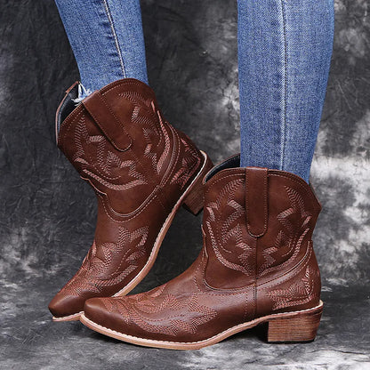 Dam westernstil – broderade cowboystövlar