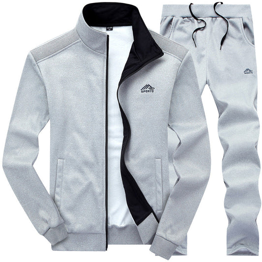 Herr Tracksuit – Mjuk Stickad – Standard Passform – Hel dDragkedja – Jogger Byxor
