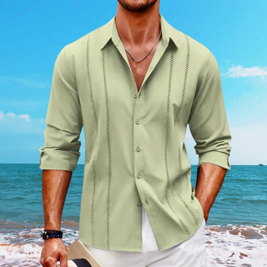 Herrskjorta – Avslappnad Passform – Lång Ärmar – Andningsbar Mix – Casual Look