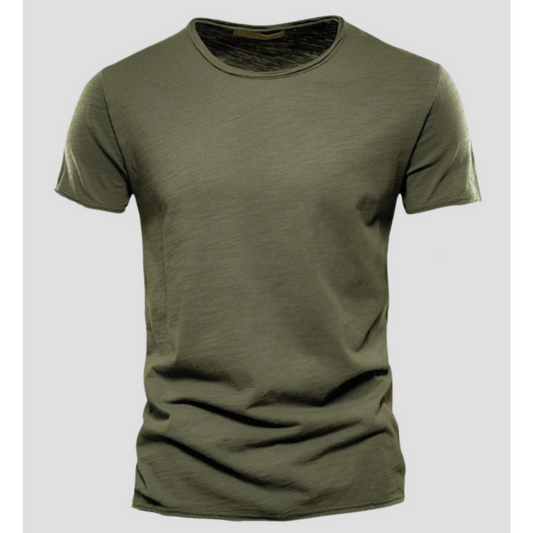 Herr T-shirt – Slim Fit – Kort Ärm – Rund Hals – Andningsbart Tyg – Minimalistisk Stil