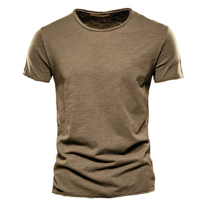 Herr T-shirt – Slim Fit – Kort Ärm – Rund Hals – Andningsbart Tyg – Minimalistisk Stil