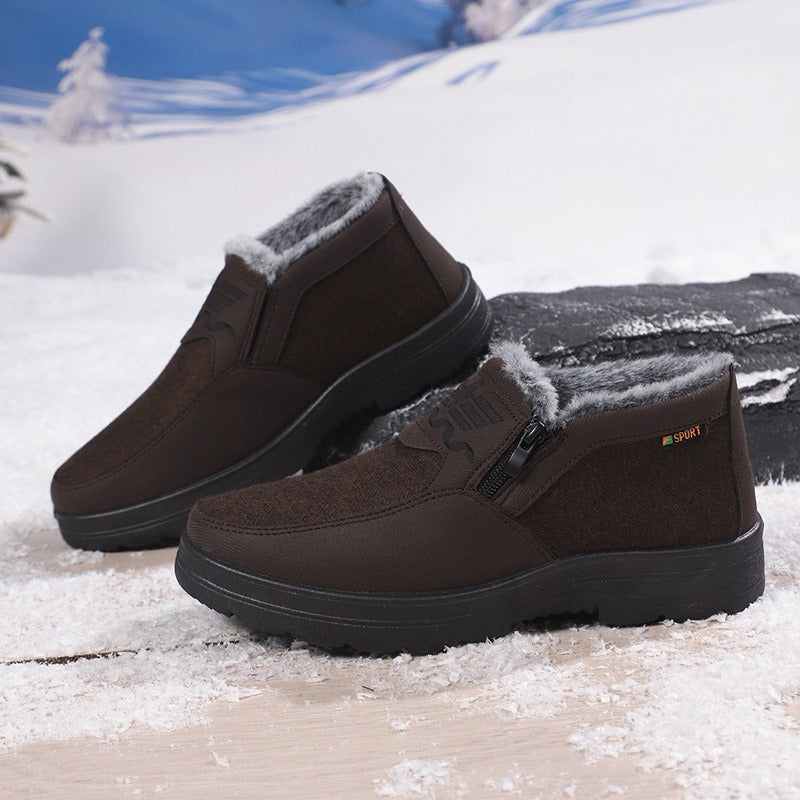 Herr Ankelkängor - Vävt Tyg - Ljus Fuskpälsfoder - Sido Dragkedja - Halkfri Sula