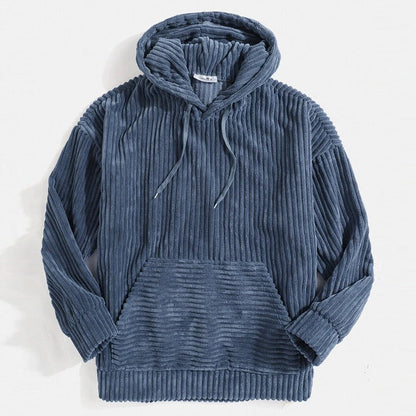 Herrhoodie – Oversize avslappnad passform – Manchestertyg – Känguruficka – Muddar