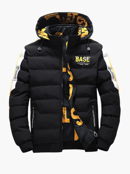 Herrjacka Puffer – Regelbunden Passform – Quiltad Design – Huva med Dragsko
