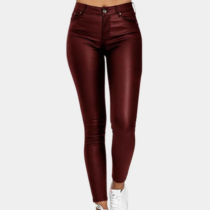 Dam Byxor – Slim Fit – Skinnlook – Fullängd – Femficksdesign – Midjeresår med Knapp