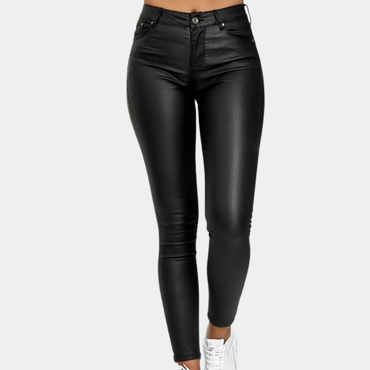 Dam Byxor – Slim Fit – Skinnlook – Fullängd – Femficksdesign – Midjeresår med Knapp