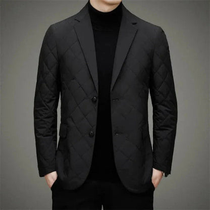 Herrjacka – Quiltad Slim Fit – Diamantmönster – Kavajslag – Tvåknäppning