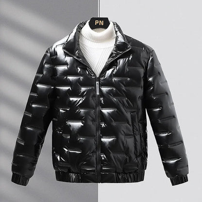 Herrjacka – Slim Fit – Blankt Quiltat – Ståkrage – Vardagsplagg med Dragkedja