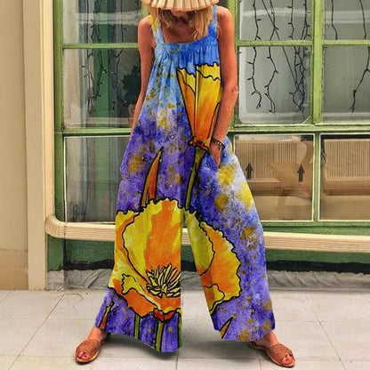 Damoverall – Vida Ben – Ärmlös Avslappnad Passform – Andningsbart Bomullstyg – Konstnärligt Mönster