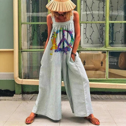 Damoverall – Vida Ben – Ärmlös Avslappnad Passform – Andningsbart Bomullstyg – Konstnärligt Mönster