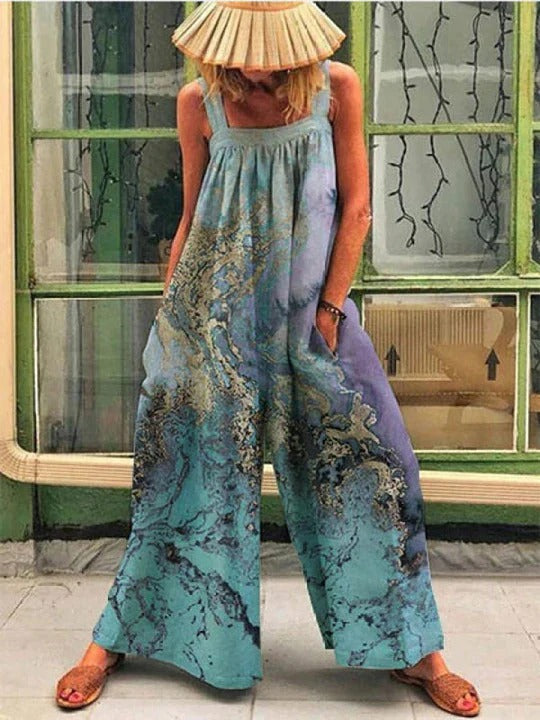 Damoverall – Vida Ben – Ärmlös Avslappnad Passform – Andningsbart Bomullstyg – Konstnärligt Mönster