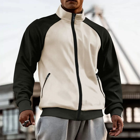 Herrjacka – Slim Fit – Hög Krage – Raglanärm – Dragkedja