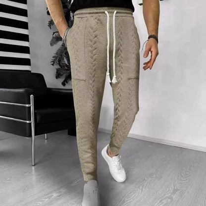 Herrjoggers – Jacquardstruktur – Rak Passform – Dragsko – Muddar – Sidofickor