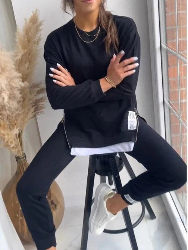 Dam Lounge Set – Oversize Tröja – Taperade Joggers – Mjuk Bomullsblandning