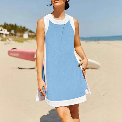 Damklänning – Miniklänning – Avslappnad Passform – Sportig Hals – Fickor