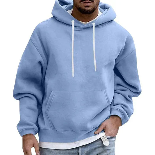 Herrhoodie – Oversized Passform – Mjuk Bomullskänsla – Känguruficka – Huva med Dragsko