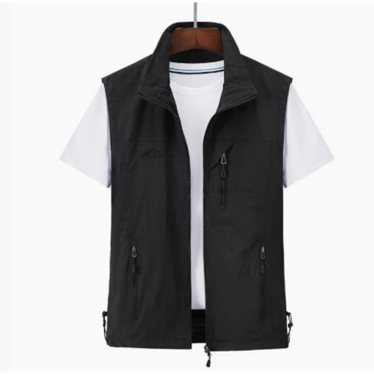 Herrväst – Regular Fit – Vindavvisande – Hög Krage – Flera Fickor – Outdoor