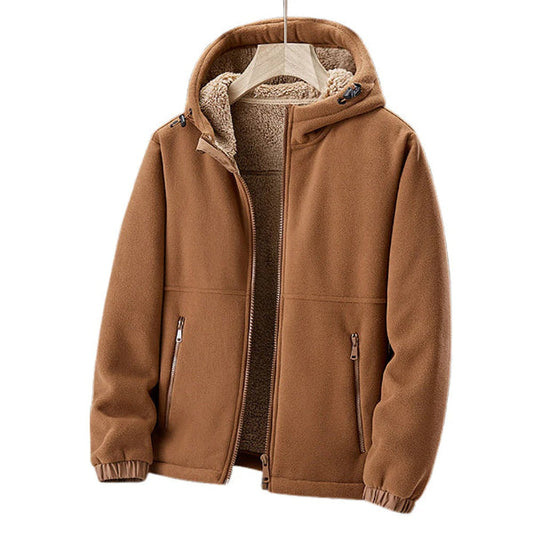 Herrjacka i fleece – Sherpafodrad – Normal Passform – Huva – Dragkedjefickor