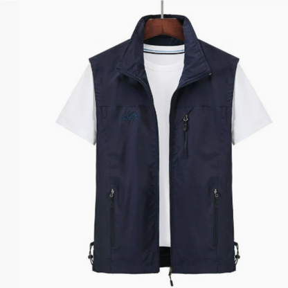 Herrväst – Regular Fit – Vindavvisande – Hög Krage – Flera Fickor – Outdoor