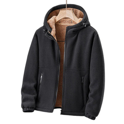 Herrjacka i fleece – Sherpafodrad – Normal Passform – Huva – Dragkedjefickor