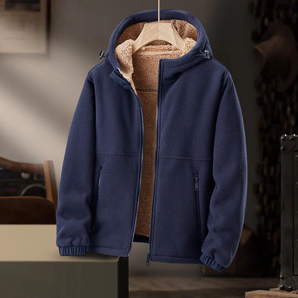 Herrjacka i fleece – Sherpafodrad – Normal Passform – Huva – Dragkedjefickor
