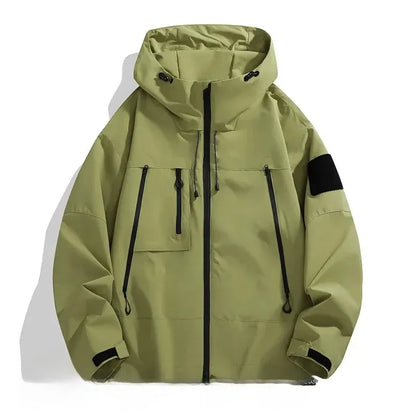 Herrjacka – Avslappnad Oversized Passform – Vindavvisande – Huva och Flera Fickor