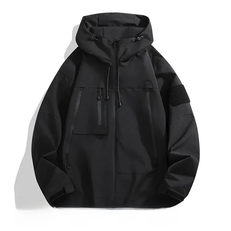 Herrjacka – Avslappnad Oversized Passform – Vindavvisande – Huva och Flera Fickor
