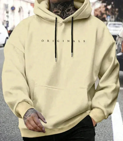 Herrhoodie – Avslappnad Passform – Bomullsblandning – Känguruficka – Justerbar Huva