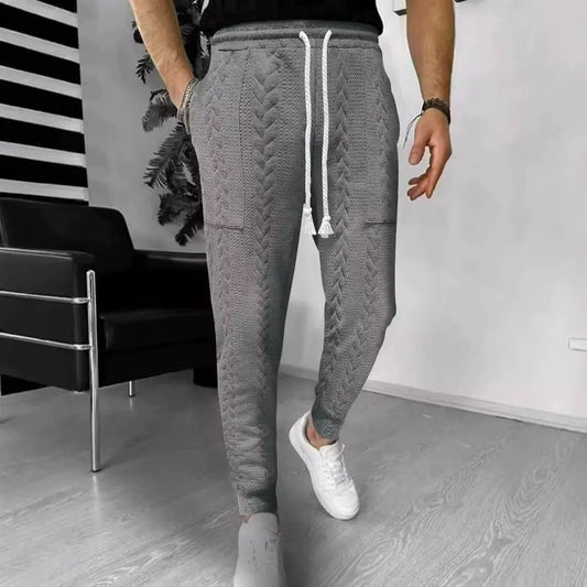Herrjoggers – Jacquardstruktur – Rak Passform – Dragsko – Muddar – Sidofickor