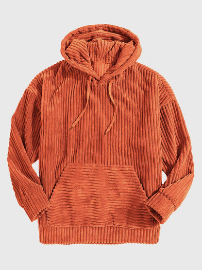 Herrhoodie – Oversize avslappnad passform – Manchestertyg – Känguruficka – Muddar