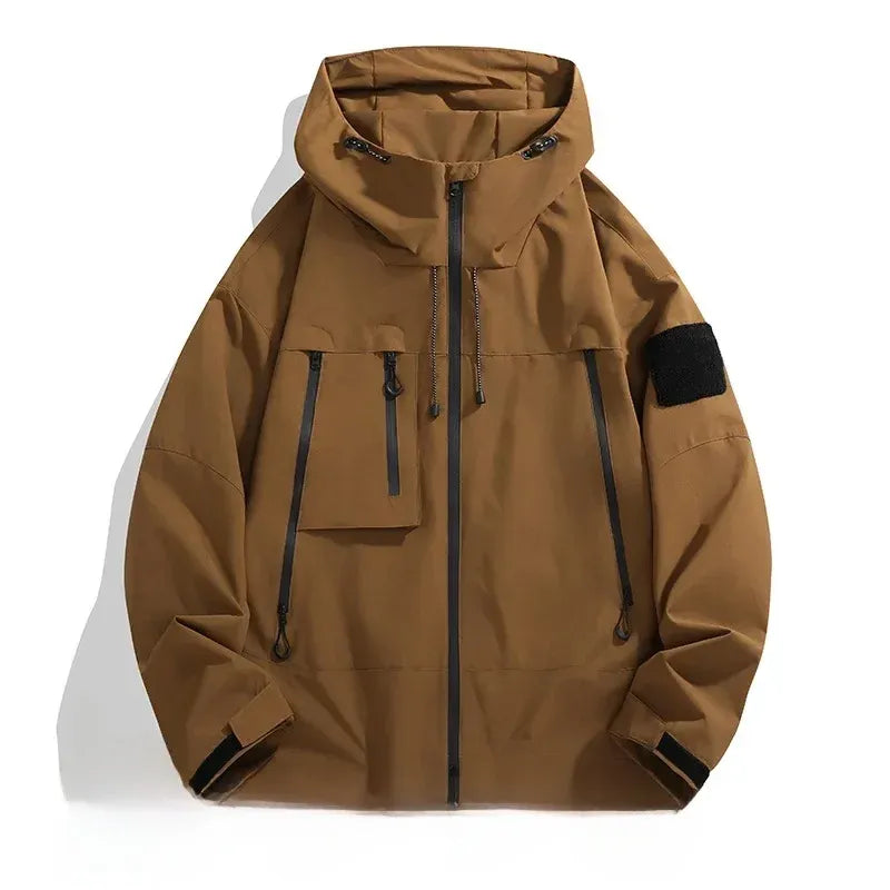 Herrjacka – Avslappnad Oversized Passform – Vindavvisande – Huva och Flera Fickor