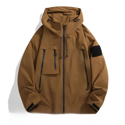 Herrjacka – Avslappnad Oversized Passform – Vindavvisande – Huva och Flera Fickor