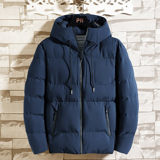 Herr Hooded Jacka – Slim Fit – Vadderad Quiltad – Fodrad med Bomull – Dragkedja
