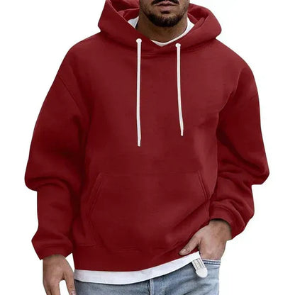 Herrhoodie – Oversized Passform – Mjuk Bomullskänsla – Känguruficka – Huva med Dragsko
